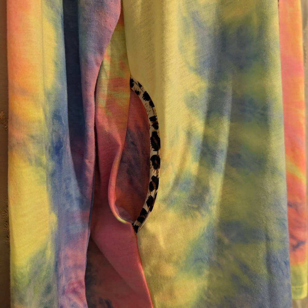 128. Blue and Yellow Relaxed Fit Tie-Dye Hoodie - Picture 2 of 4